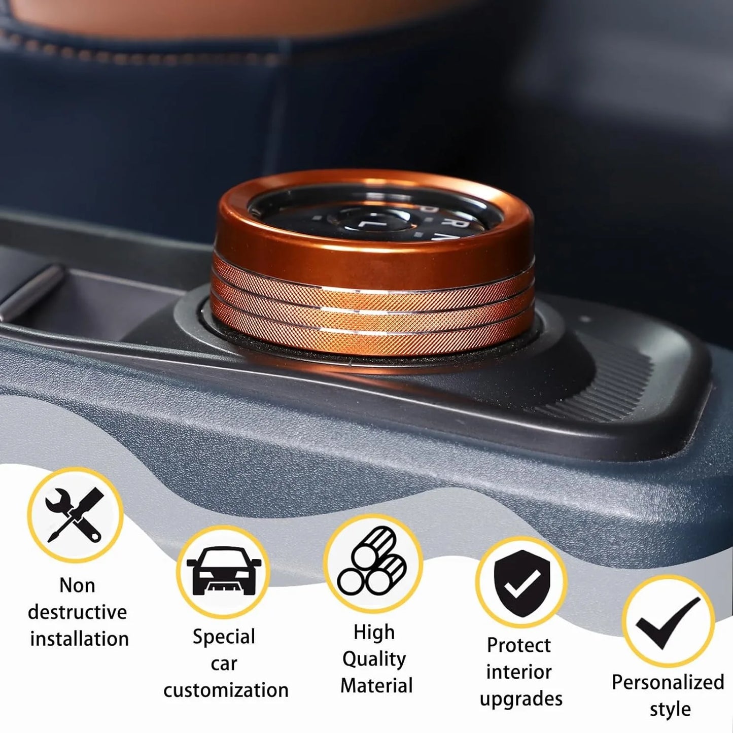 Aluminum Alloy Gear Shift Switch Button Ring Trim Cover | Mecha Style Knob (metyoucar ISO9001)
