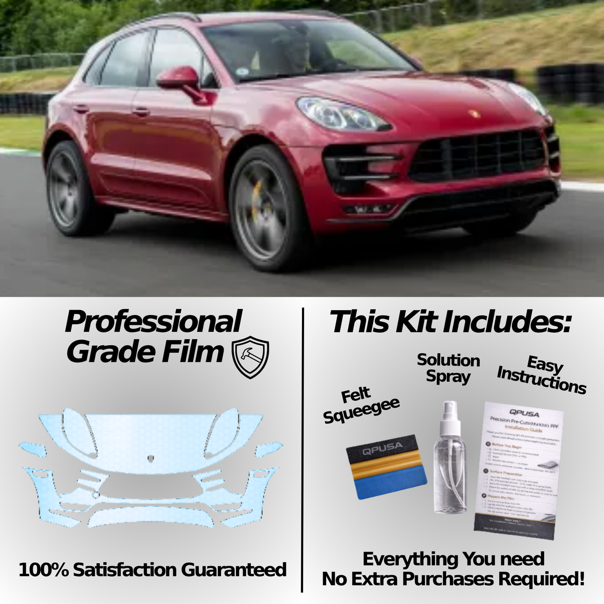 Full Front Paint Protection Film for Porsche Macan Turbo (2014–2018)