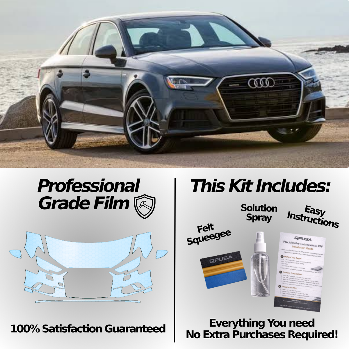 Full Front Paint Protection Film for Audi A3 (2017–2020)