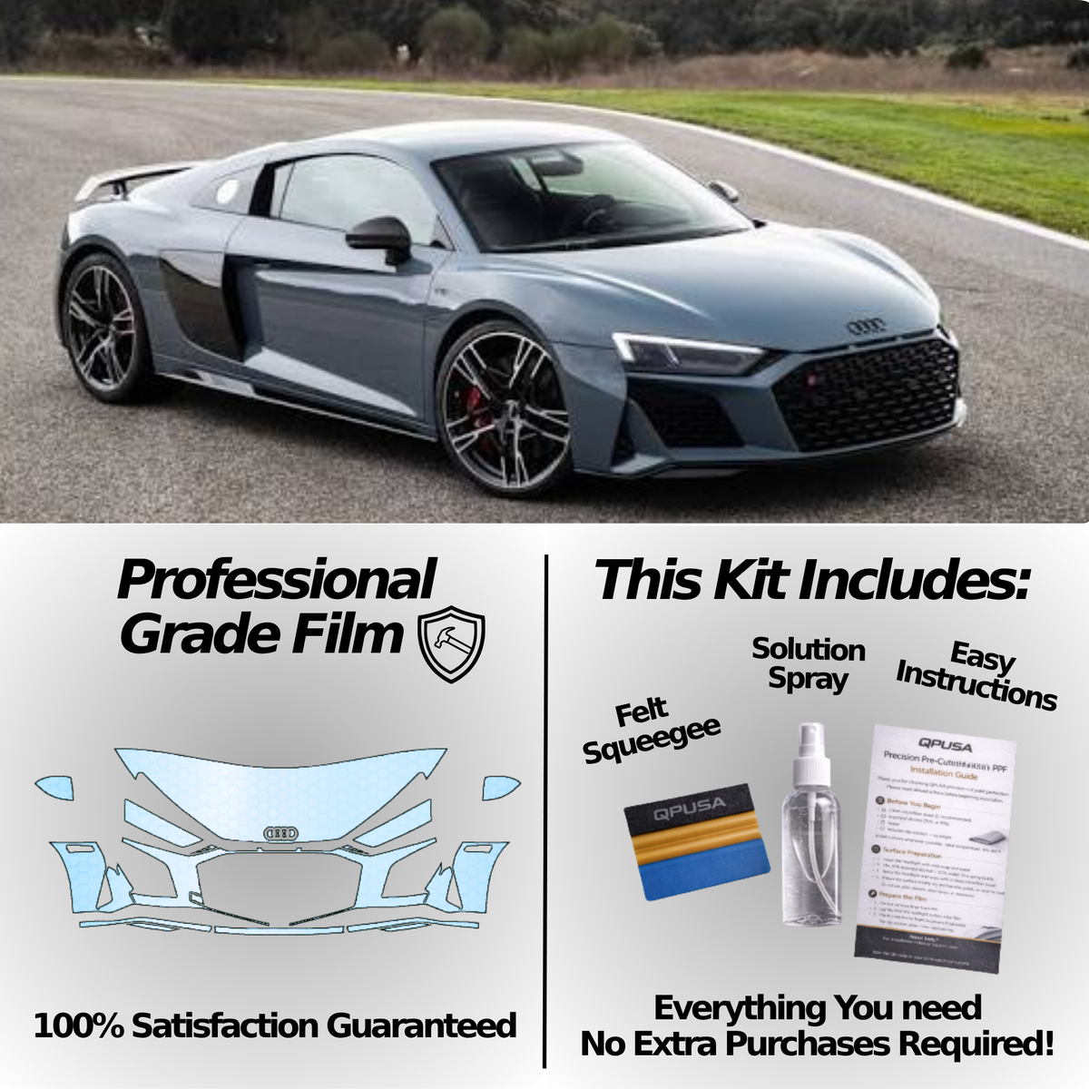 Full Front Paint Protection Film for Audi R8 (2020–2024)