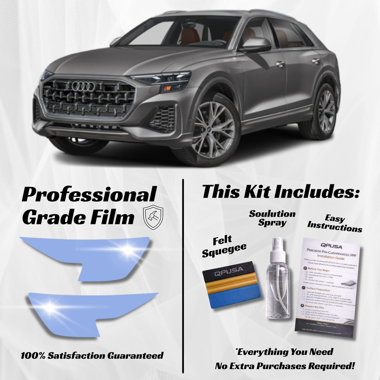 Audi Q8 (2024-2026) Headlight PPF Protection Kit - Pre-Cut