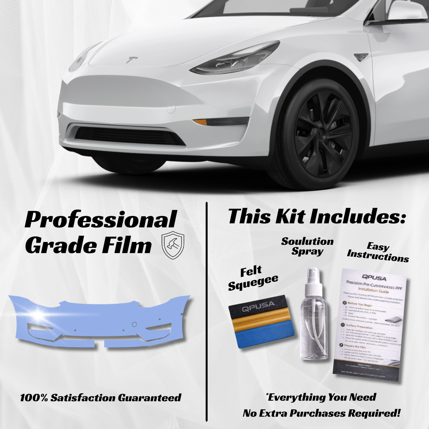 Tesla Model Y (2020-2026) Front Bumper PPF Protection Kit - Pre-Cut