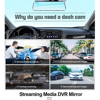 4K 10" WiFi Mirror Dash Cam with DVR Streaming
