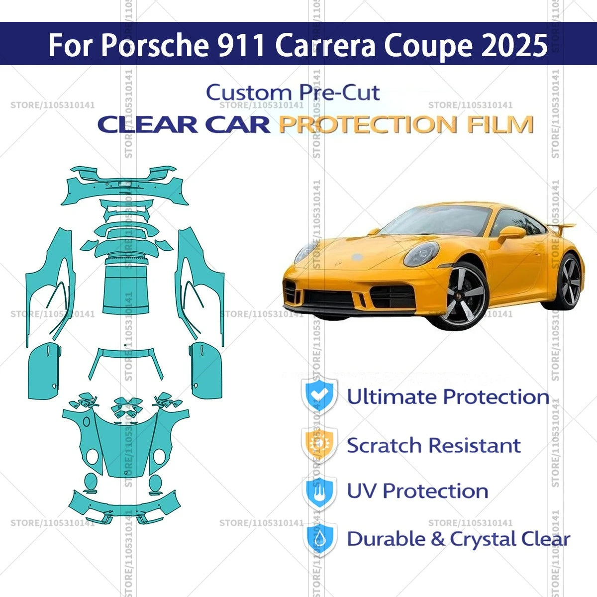 PPF Pre-Cut Kit — 2025 Porsche 911 Carrera Coupe — Full Vehicle