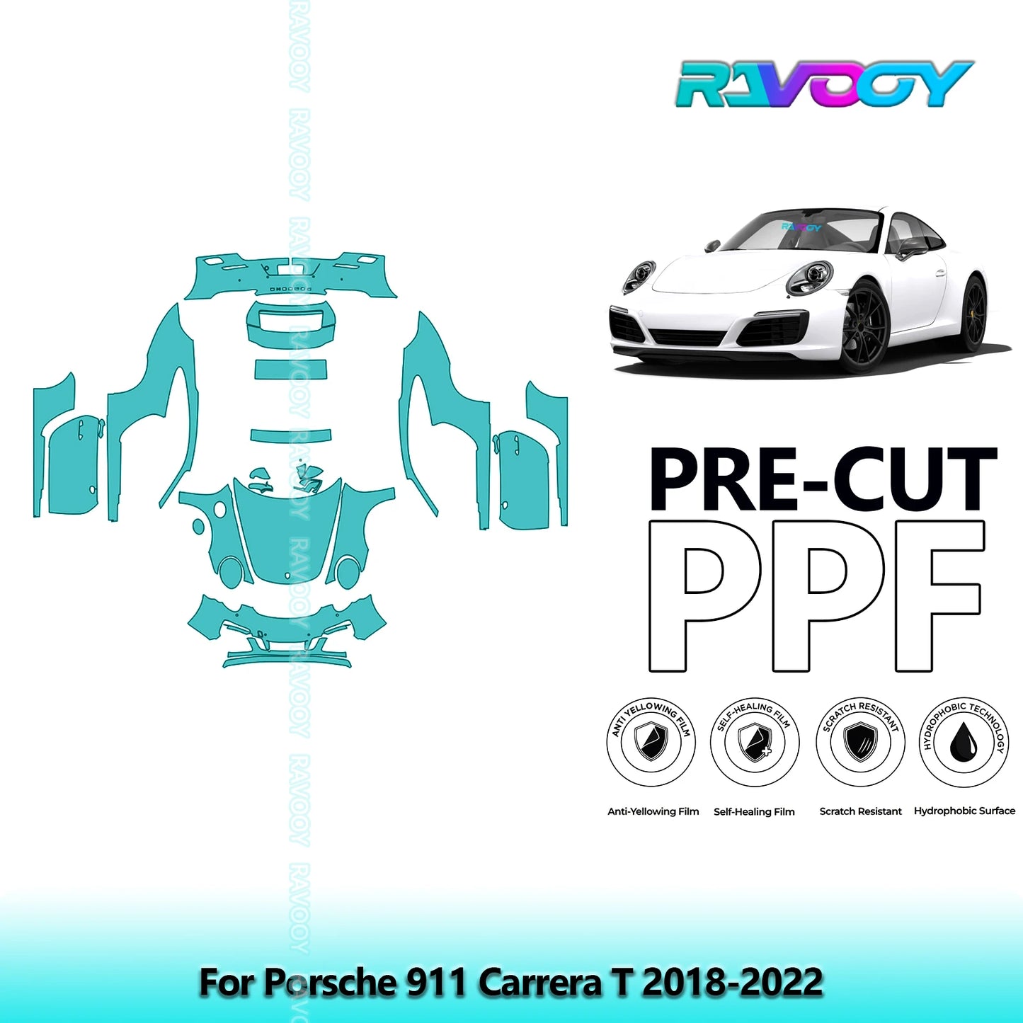 PPF Pre-Cut Kit — 2018-2022 Porsche 911 Carrera T — Full Vehicle