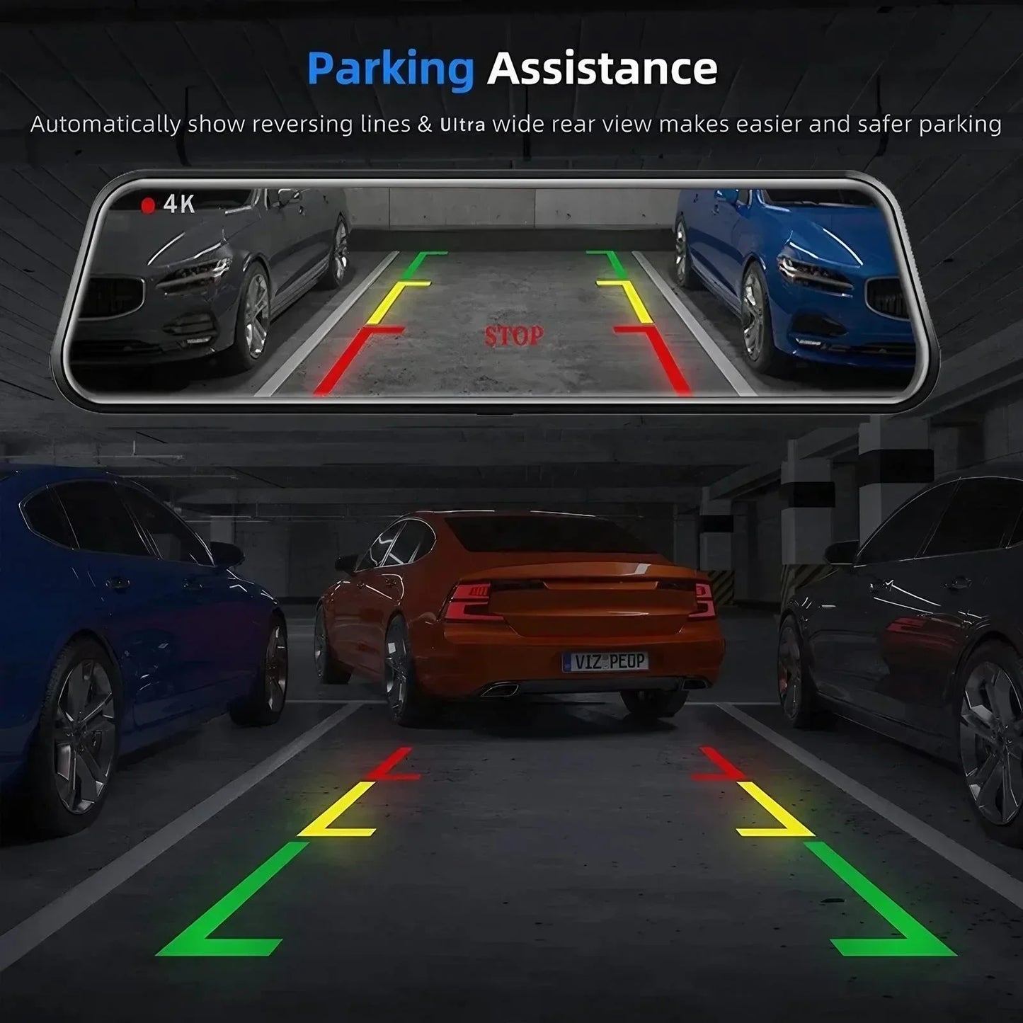 4K 10" WiFi Mirror Dash Cam with DVR Streaming