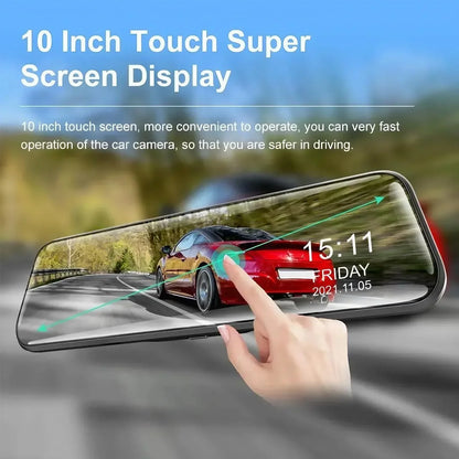 4K 10" WiFi Mirror Dash Cam with DVR Streaming