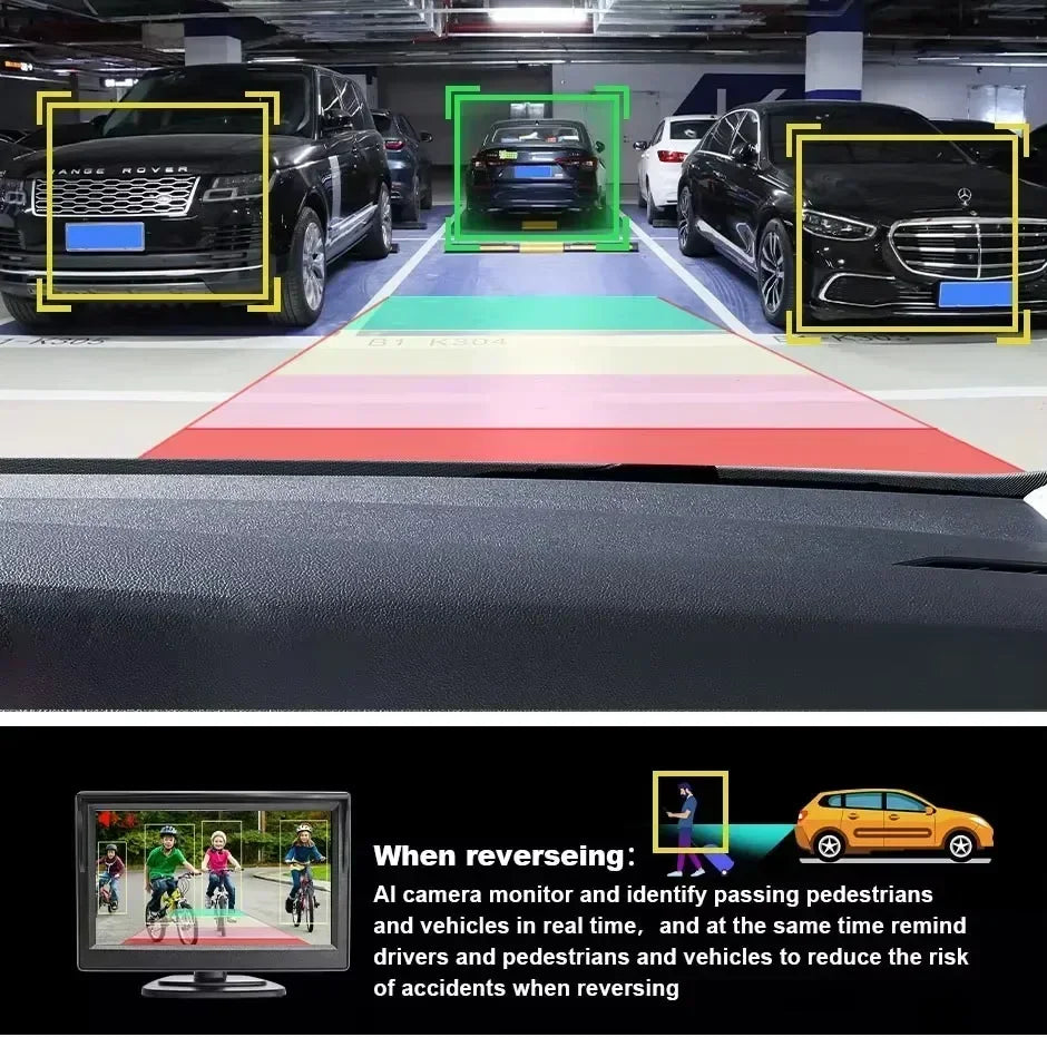 BSD AI Parking Camera — Rear View AHD 1080P with Pedestrian & Vehicle Detection