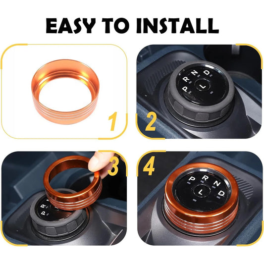 Aluminum Alloy Gear Shift Switch Button Ring Trim Cover | Mecha Style Knob (metyoucar ISO9001)