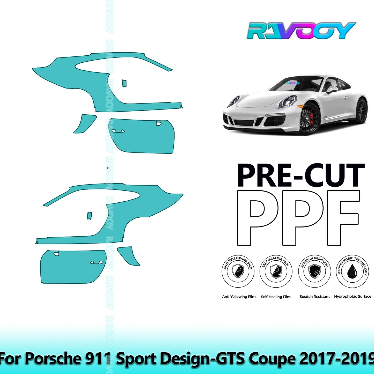 PPF Pre-Cut Kit — 2017-2019 Porsche 911 GTS Coupe — Partial