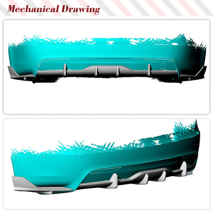 Real Carbon Fiber Rear Canard Diffuser Lip Body Kit for Tesla Model S Plaid (2021–2023)