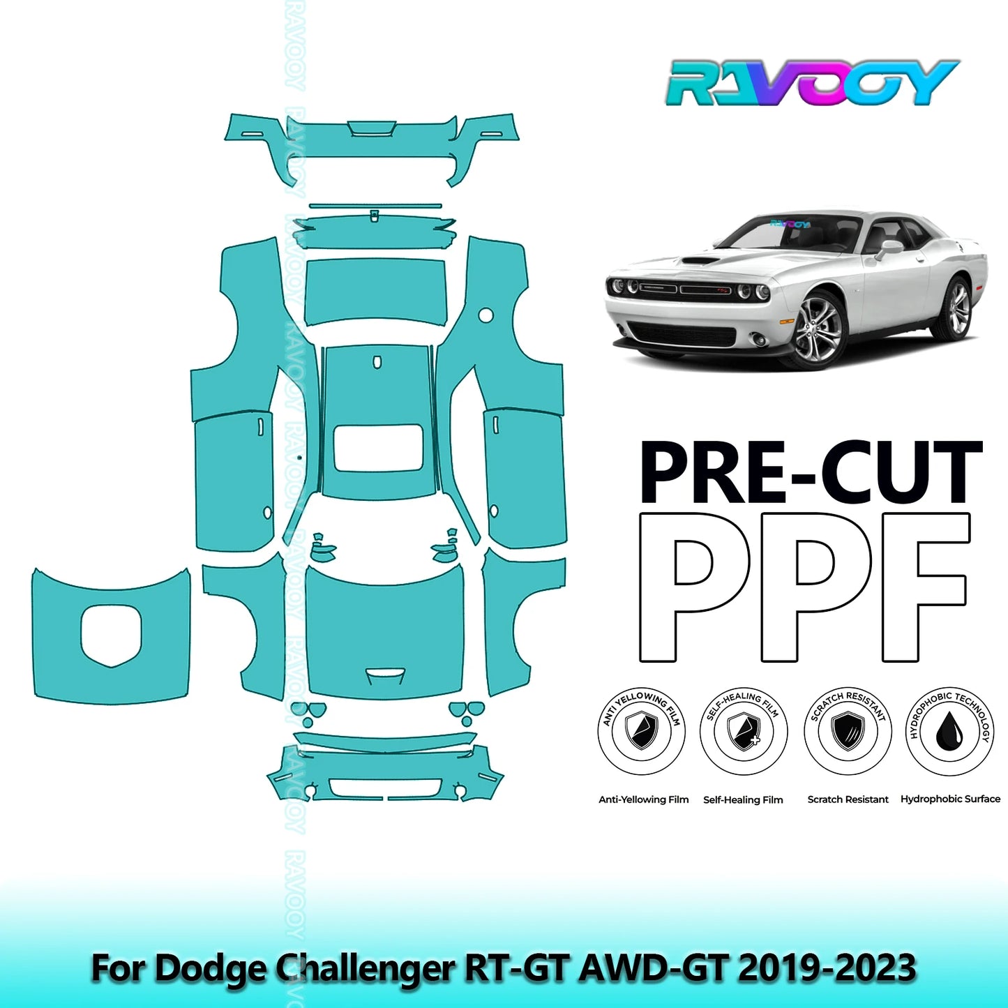 PPF Pre-Cut Kit — 2019-2023 Dodge Challenger RT / GT — Full Vehicle