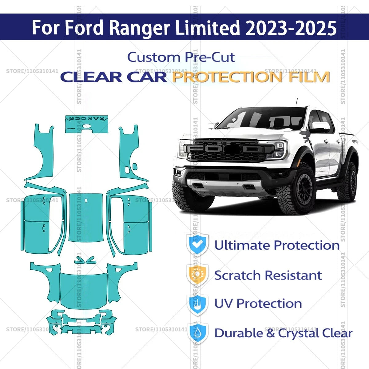 PPF Pre-Cut Kit — 2023-2025 Ford Ranger Limited — Full vehicle